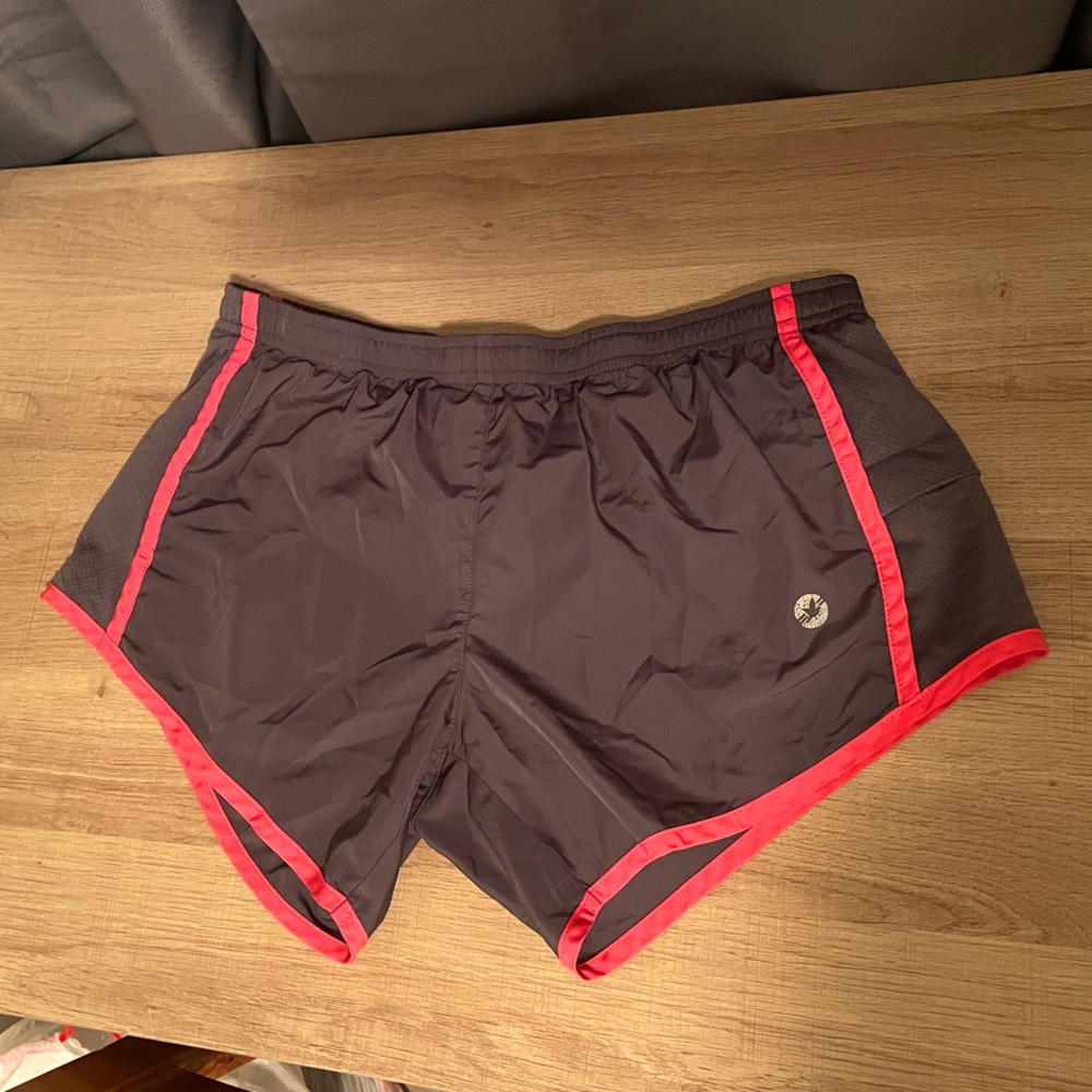 Dark grey and pink running shorts